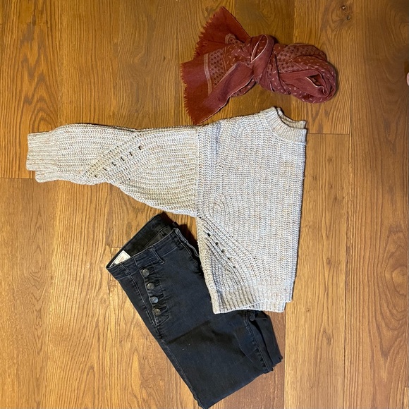 Point Sur Light Blue Chunky Cropped Sweater Sz S - Picture 2 of 12